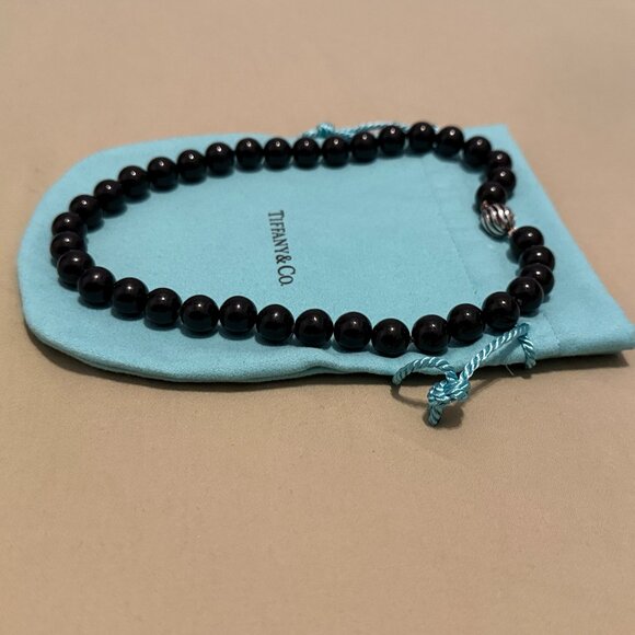 TIFFANY & CO. Onyx Bead Silver Collar Necklace - Picture 4 of 13